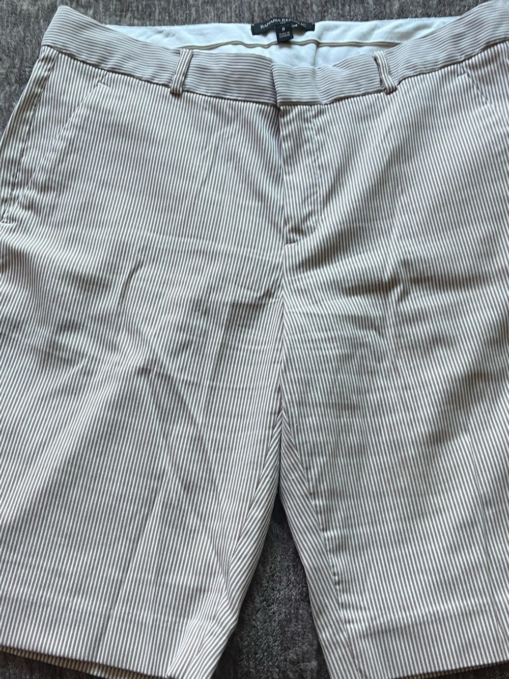 Banana Republic White and Tan Striped Shorts